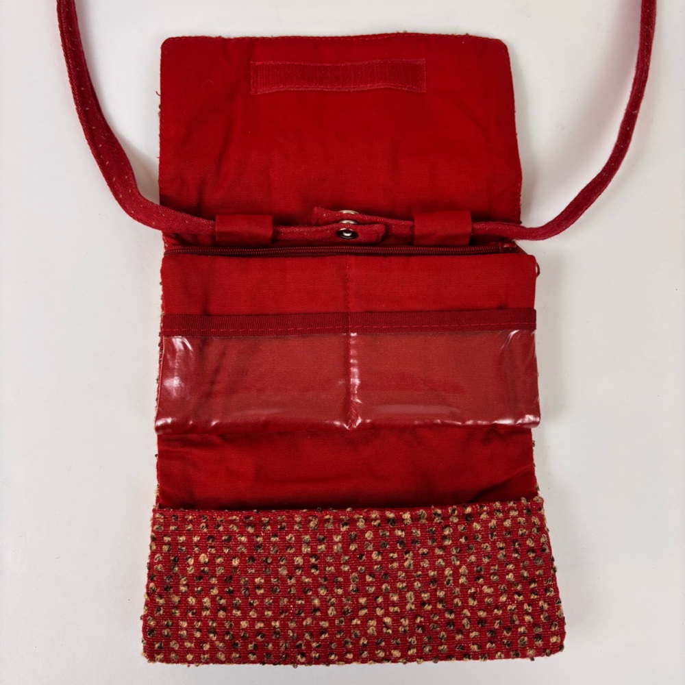 Isabella's Journey Crossbody Bag Textured Cobblestone Wallet with Strap Red - Picture 4 of 16